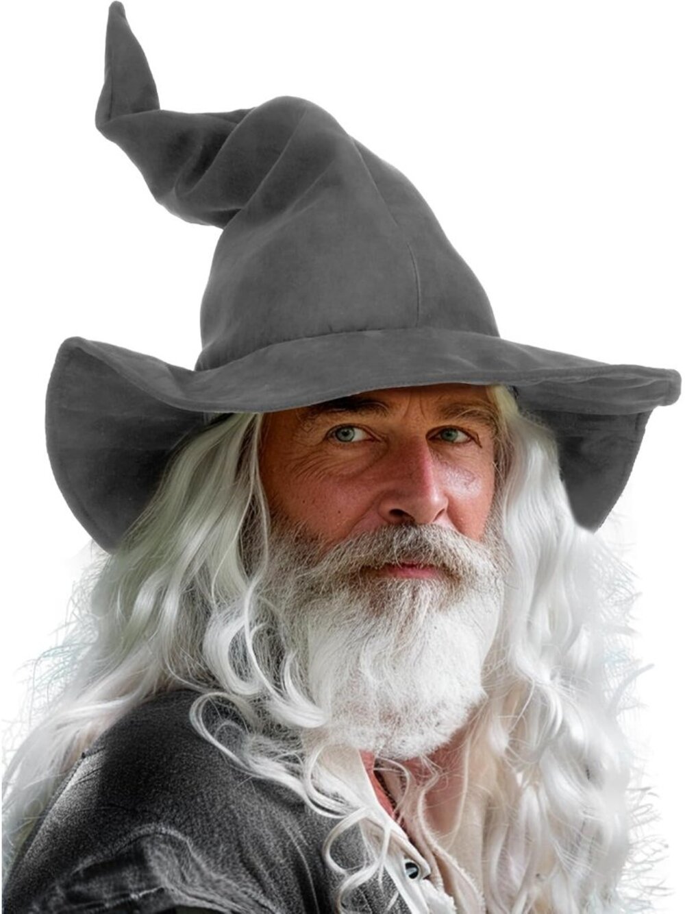 Wizard Mesh Grey Hat for Adult Halloween Costume Witch Cosplay Accessory